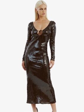 Bardot Verona Sequin Maxi Dress In Dark Chocolate